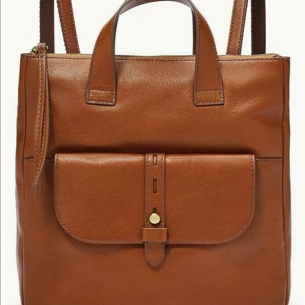 Fossil Hunter Brown Leather Backpack